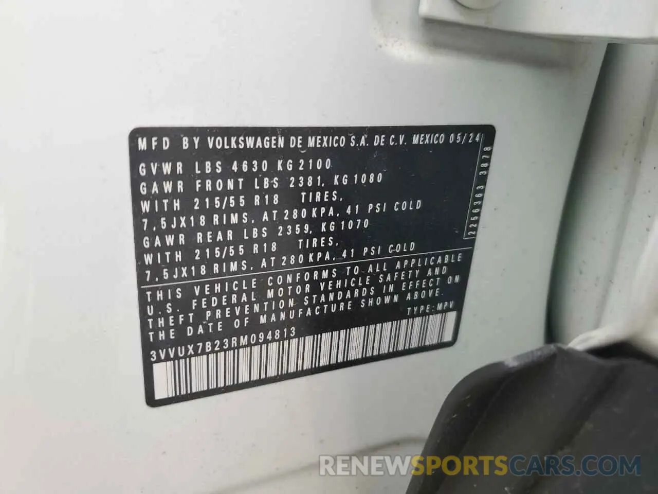 13 Фотография поврежденного автомобиля 3VVUX7B23RM094813 VOLKSWAGEN TAOS SE 2024