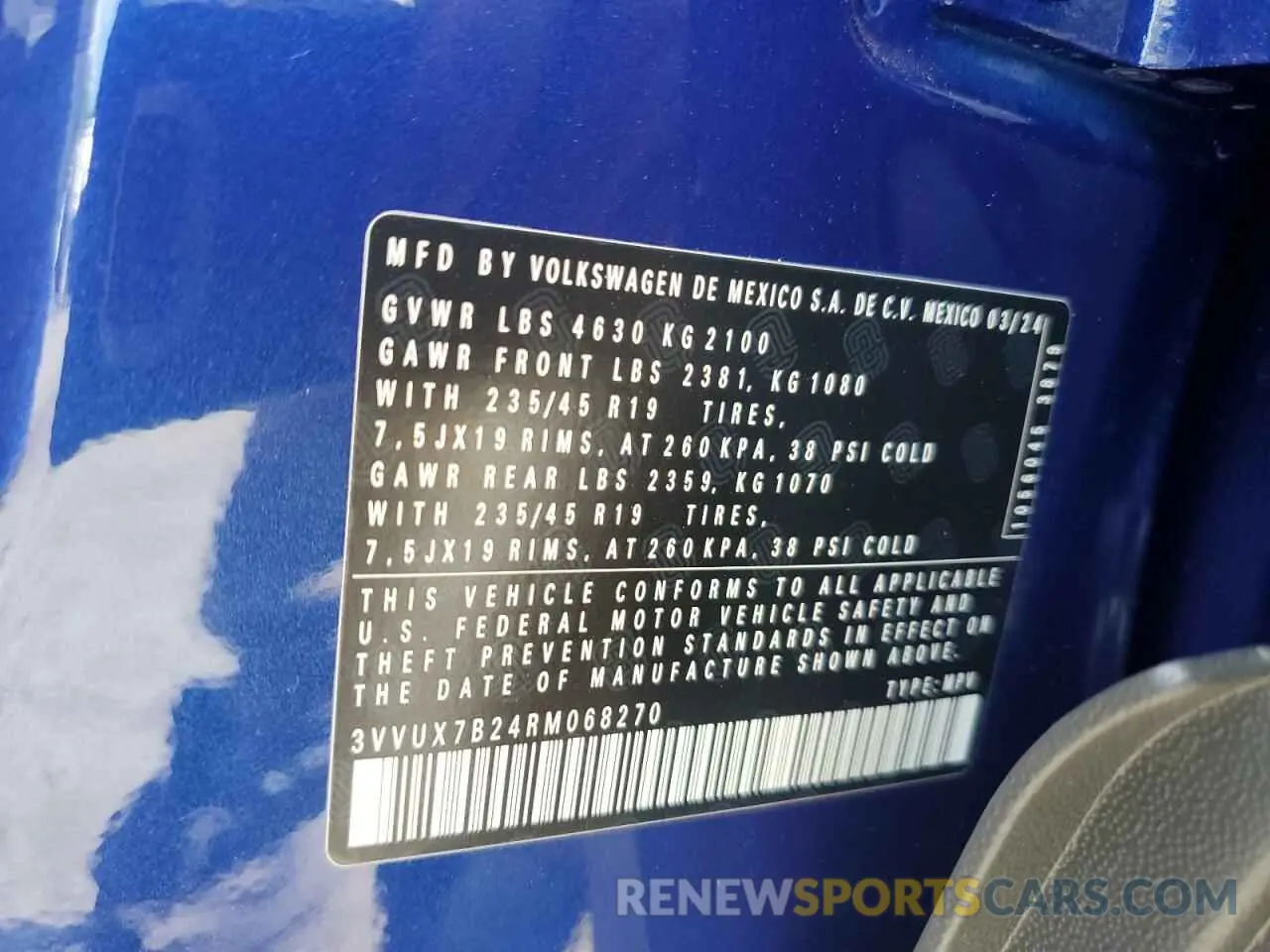 13 Photograph of a damaged car 3VVUX7B24RM068270 VOLKSWAGEN TAOS SE 2024