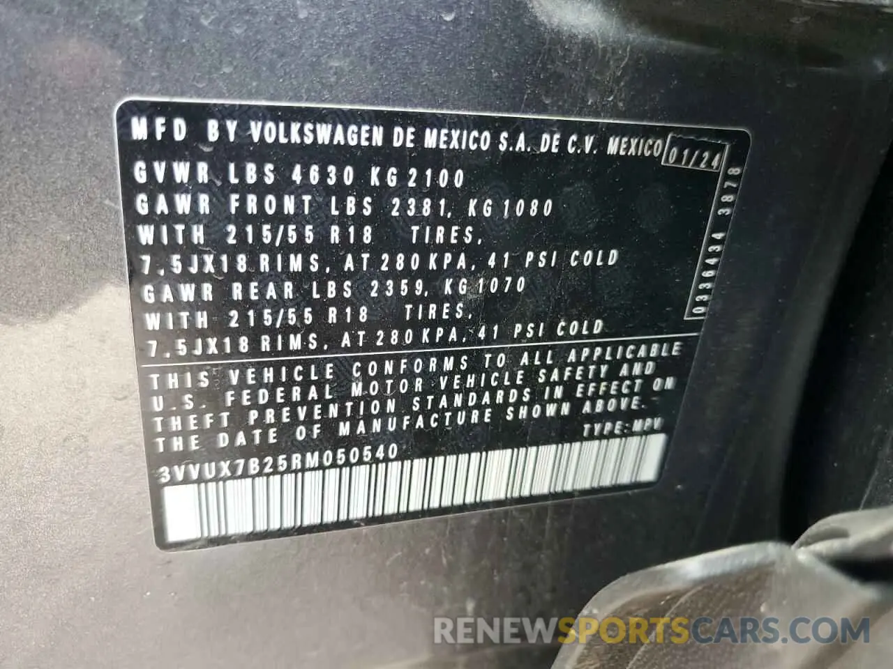 14 Photograph of a damaged car 3VVUX7B25RM050540 VOLKSWAGEN TAOS SE 2024