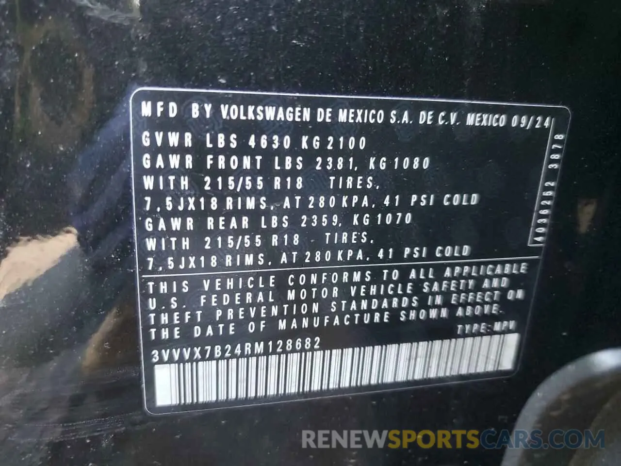 13 Photograph of a damaged car 3VVVX7B24RM128682 VOLKSWAGEN TAOS SE 2024