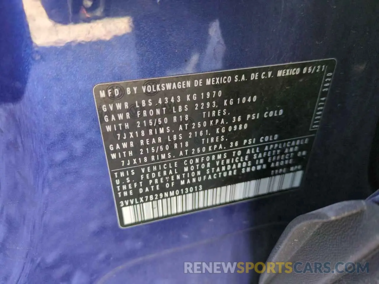 14 Photograph of a damaged car 3VVLX7B29NM013013 VOLKSWAGEN TAOS SE IQ 2022