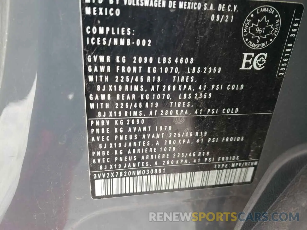 14 Photograph of a damaged car 3VV2X7B20NM030861 VOLKSWAGEN TAOS SEL 2022
