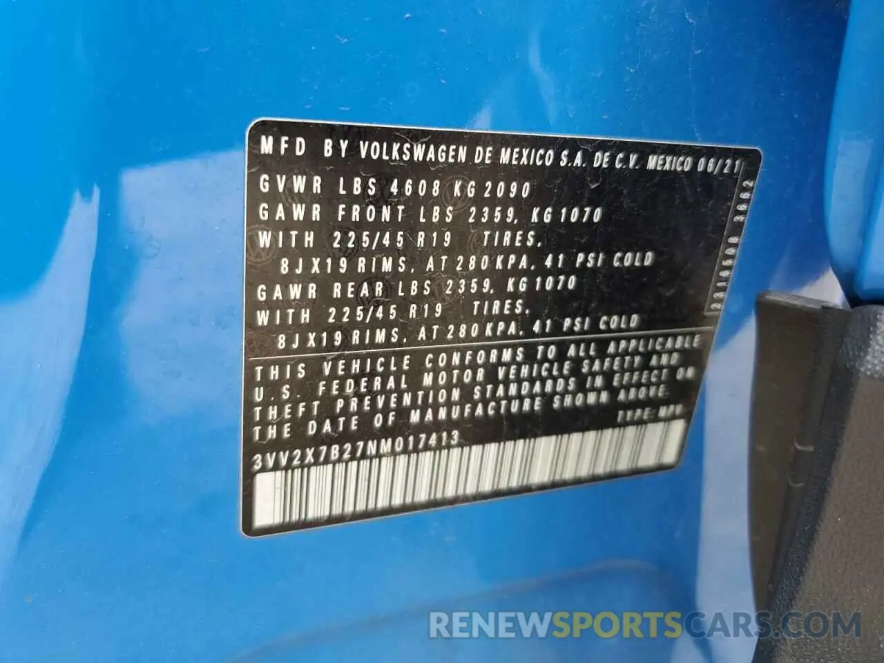 15 Фотография поврежденного автомобиля 3VV2X7B27NM017413 VOLKSWAGEN TAOS SEL 2022