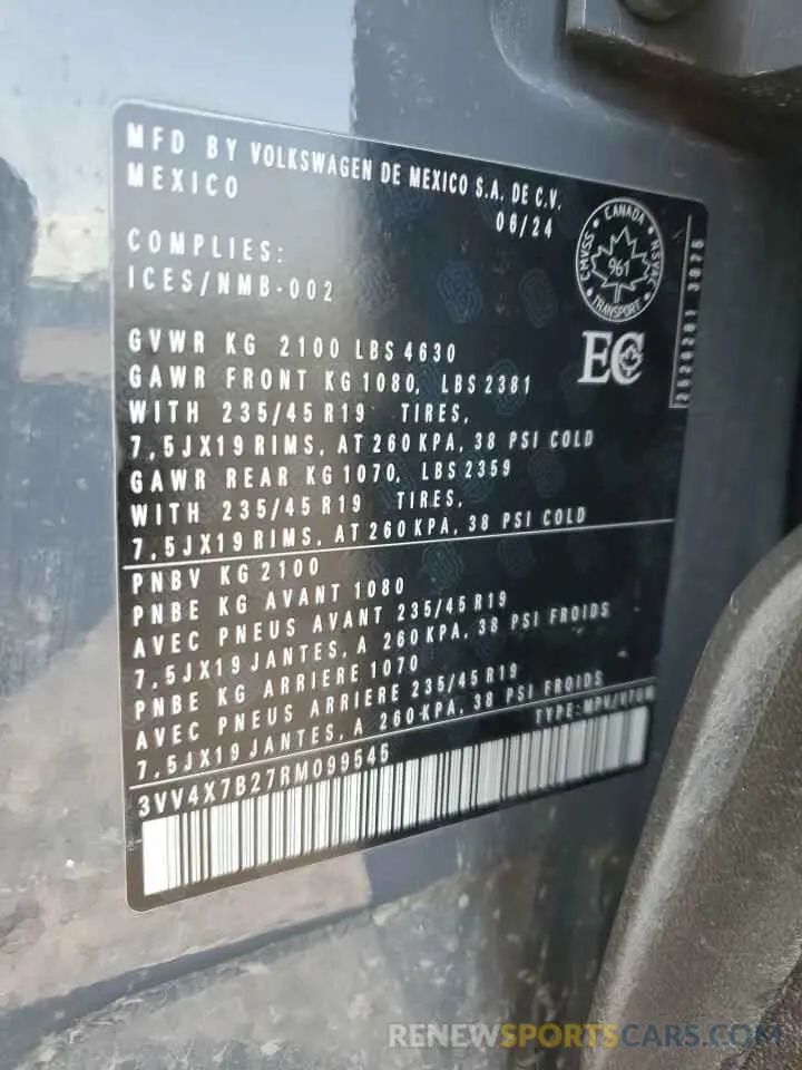 14 Фотография поврежденного автомобиля 3VV4X7B27RM099545 VOLKSWAGEN TAOS SEL 2024