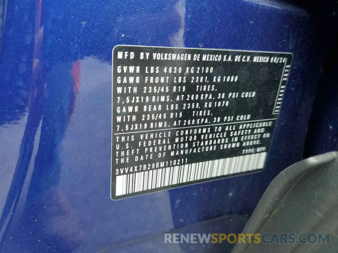 13 Photograph of a damaged car 3VV4X7B29RM118211 VOLKSWAGEN TAOS SEL 2024
