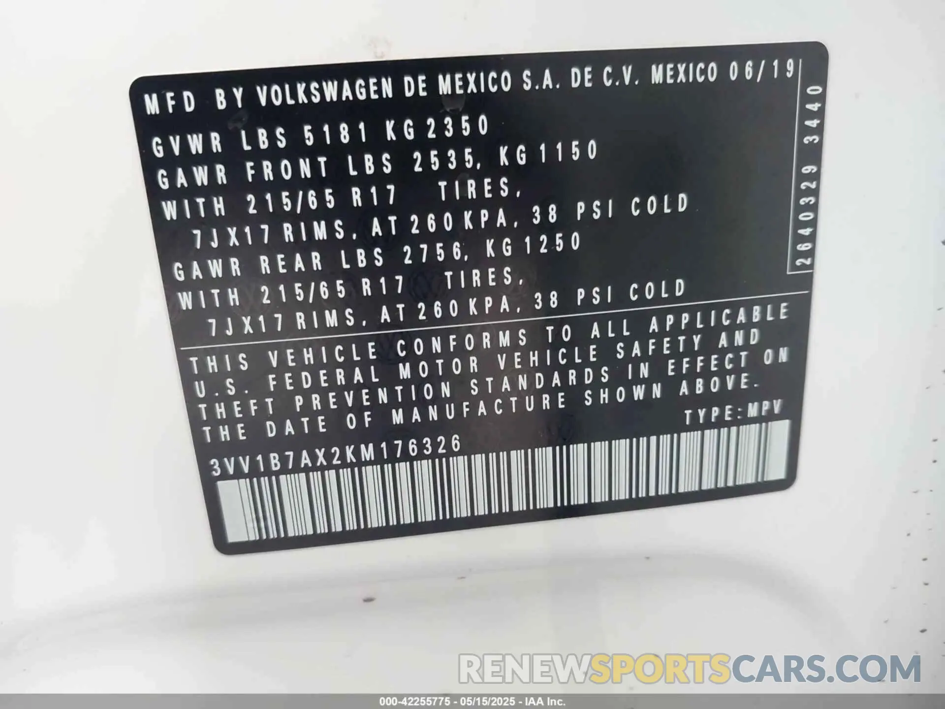 9 Photograph of a damaged car 3VV1B7AX2KM176326 VOLKSWAGEN TIGUAN 2019