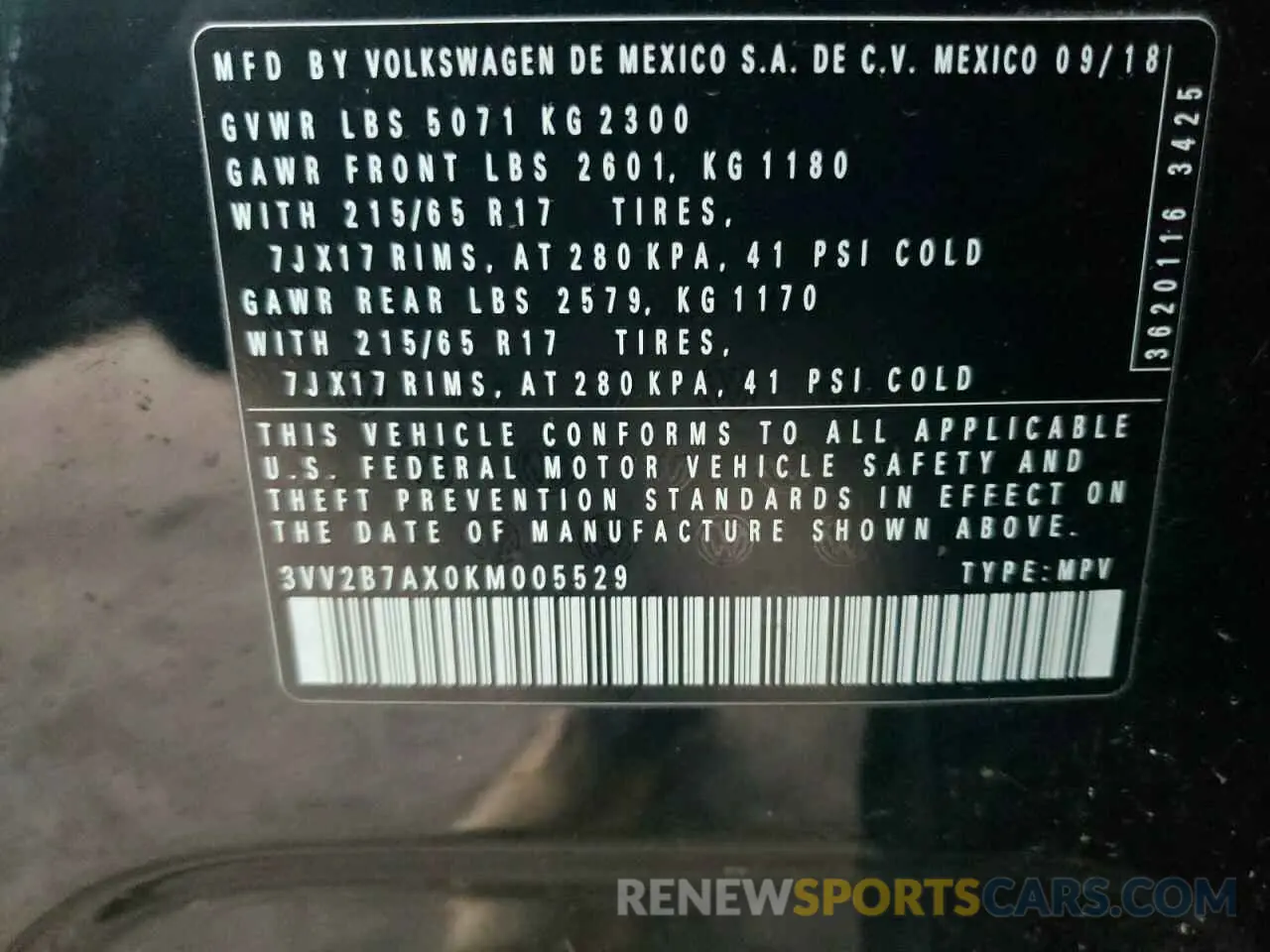 13 Photograph of a damaged car 3VV2B7AX0KM005529 VOLKSWAGEN TIGUAN 2019