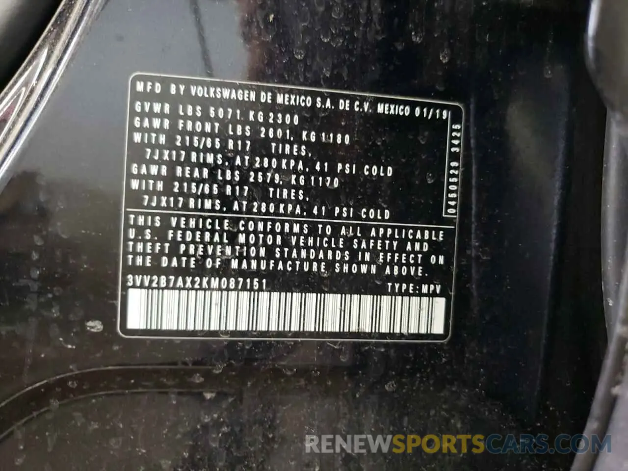 13 Photograph of a damaged car 3VV2B7AX2KM087151 VOLKSWAGEN TIGUAN 2019
