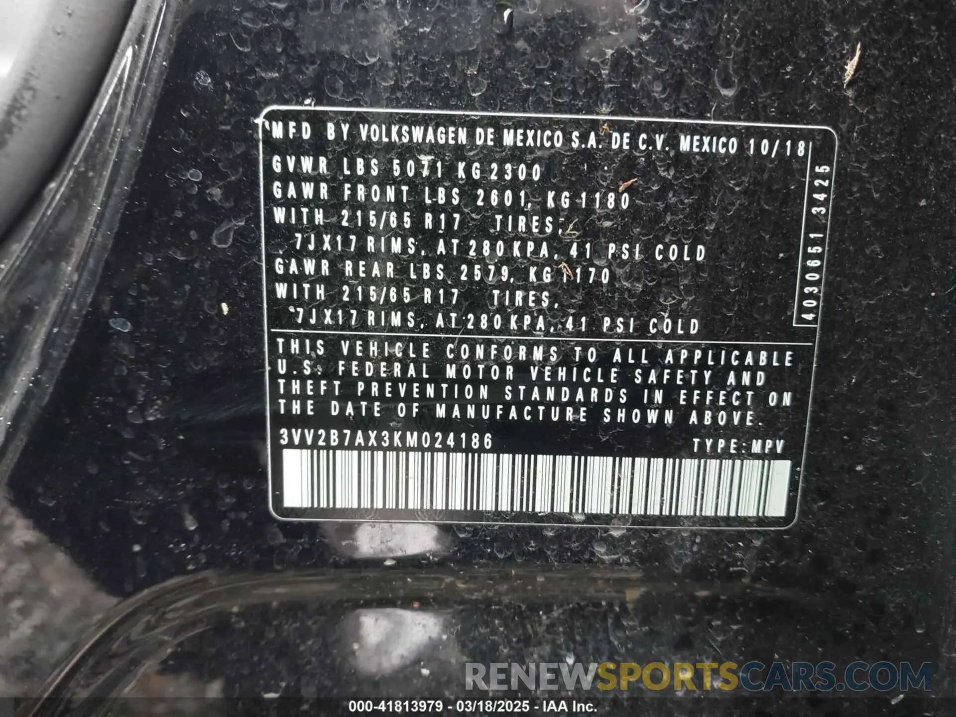 9 Фотография поврежденного автомобиля 3VV2B7AX3KM024186 VOLKSWAGEN TIGUAN 2019