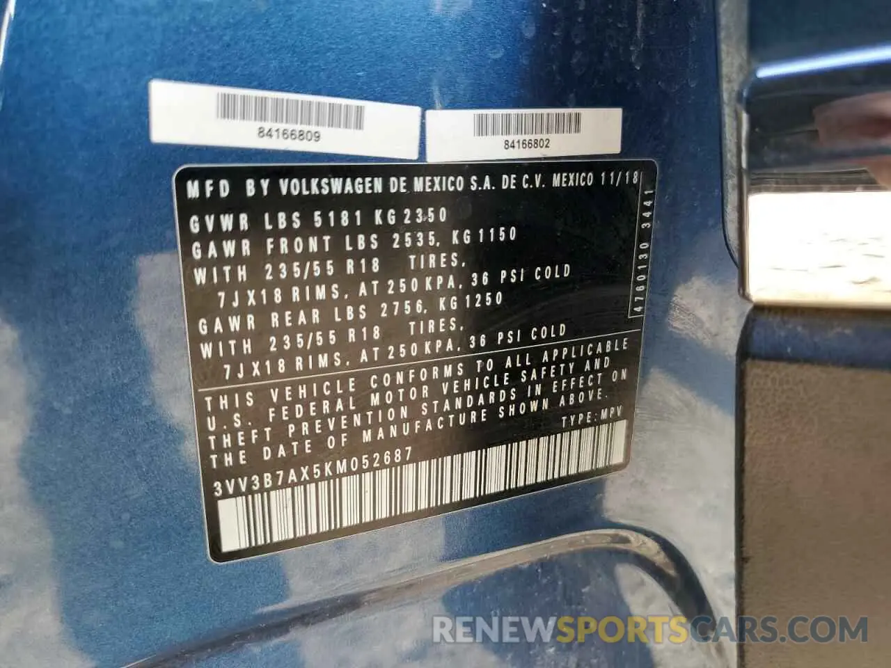 14 Фотография поврежденного автомобиля 3VV3B7AX5KM052687 VOLKSWAGEN TIGUAN 2019
