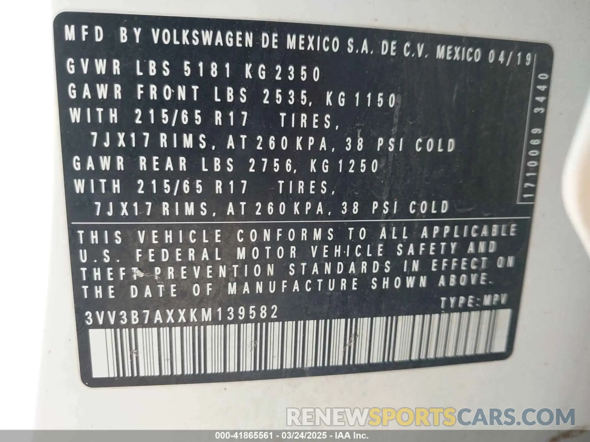 9 Photograph of a damaged car 3VV3B7AXXKM139582 VOLKSWAGEN TIGUAN 2019