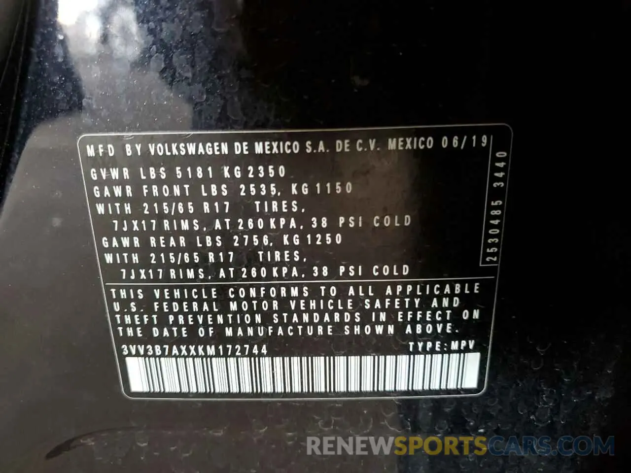 12 Фотография поврежденного автомобиля 3VV3B7AXXKM172744 VOLKSWAGEN TIGUAN 2019