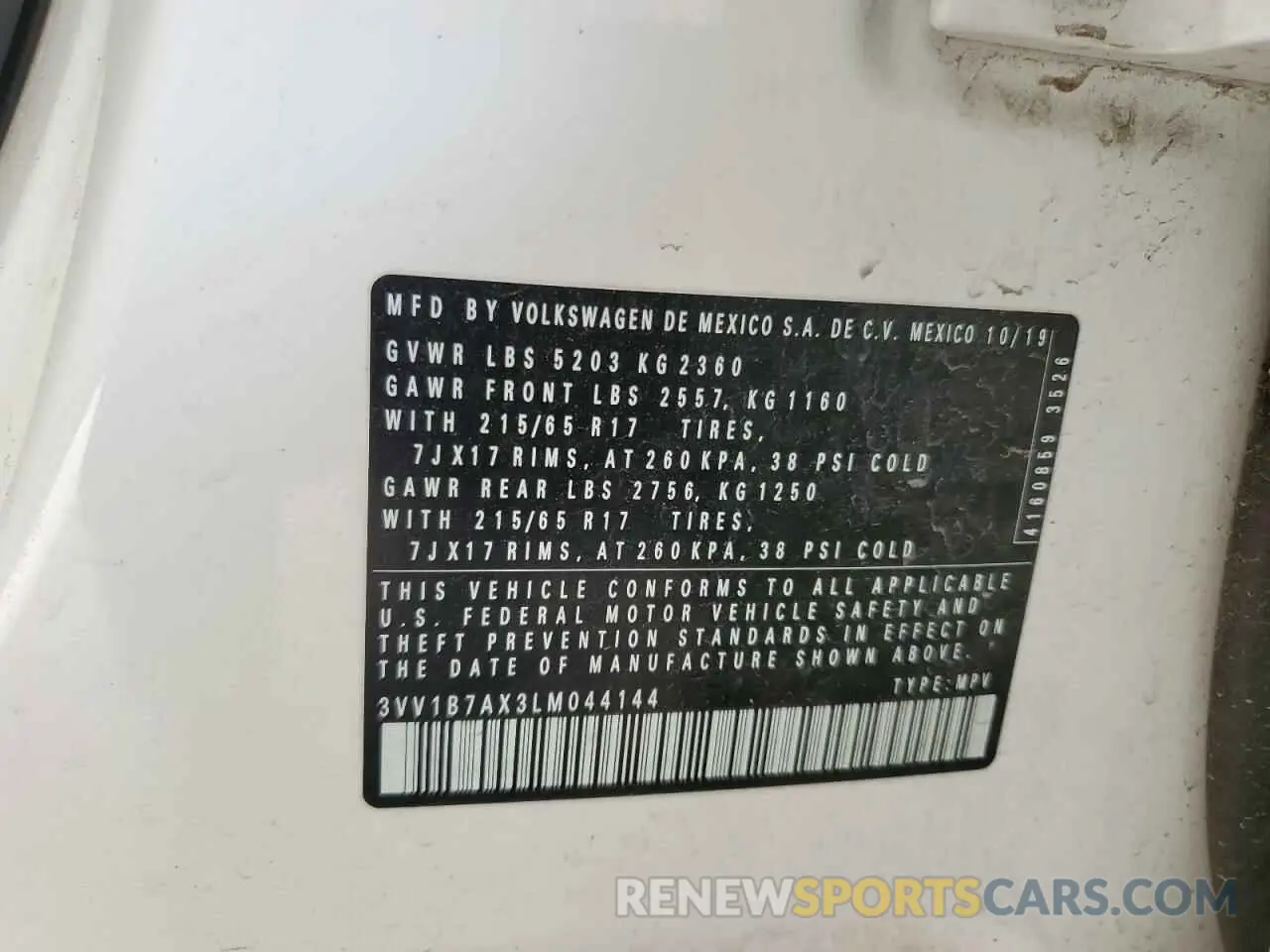 13 Photograph of a damaged car 3VV1B7AX3LM044144 VOLKSWAGEN TIGUAN 2020