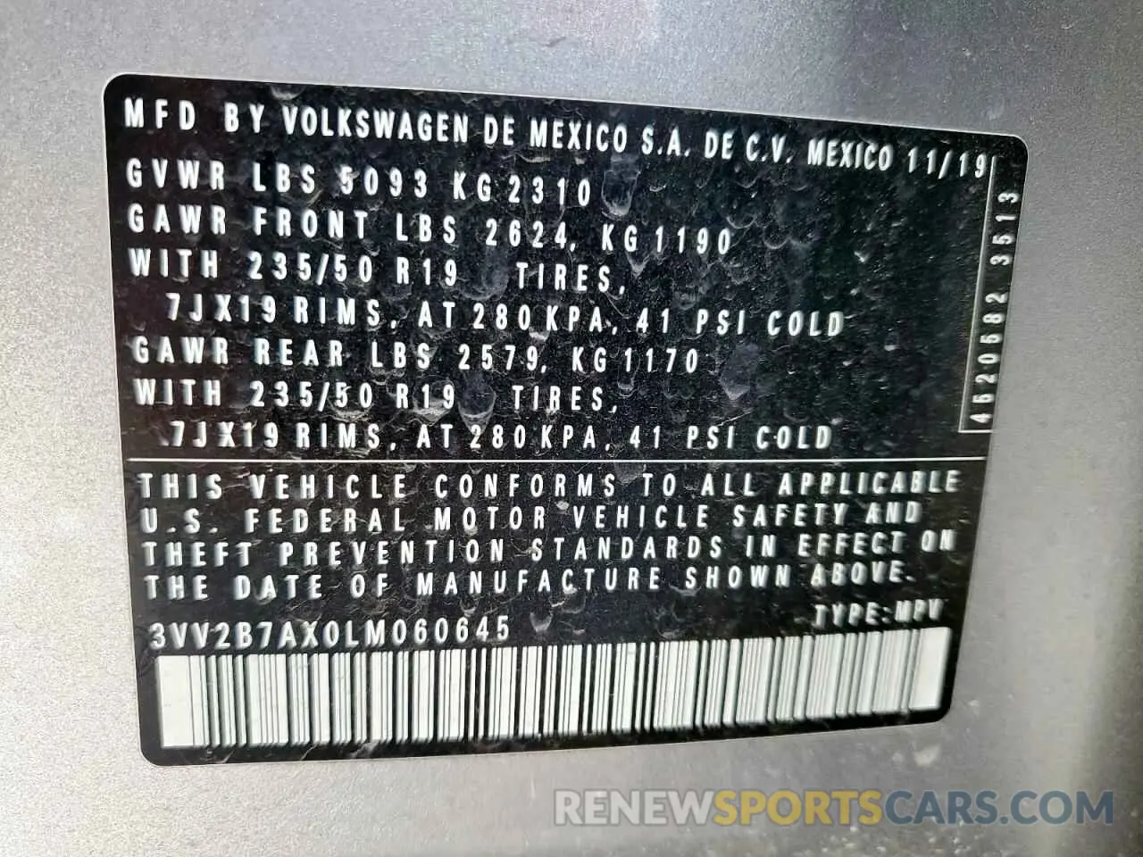 14 Photograph of a damaged car 3VV2B7AX0LM060645 VOLKSWAGEN TIGUAN 2020