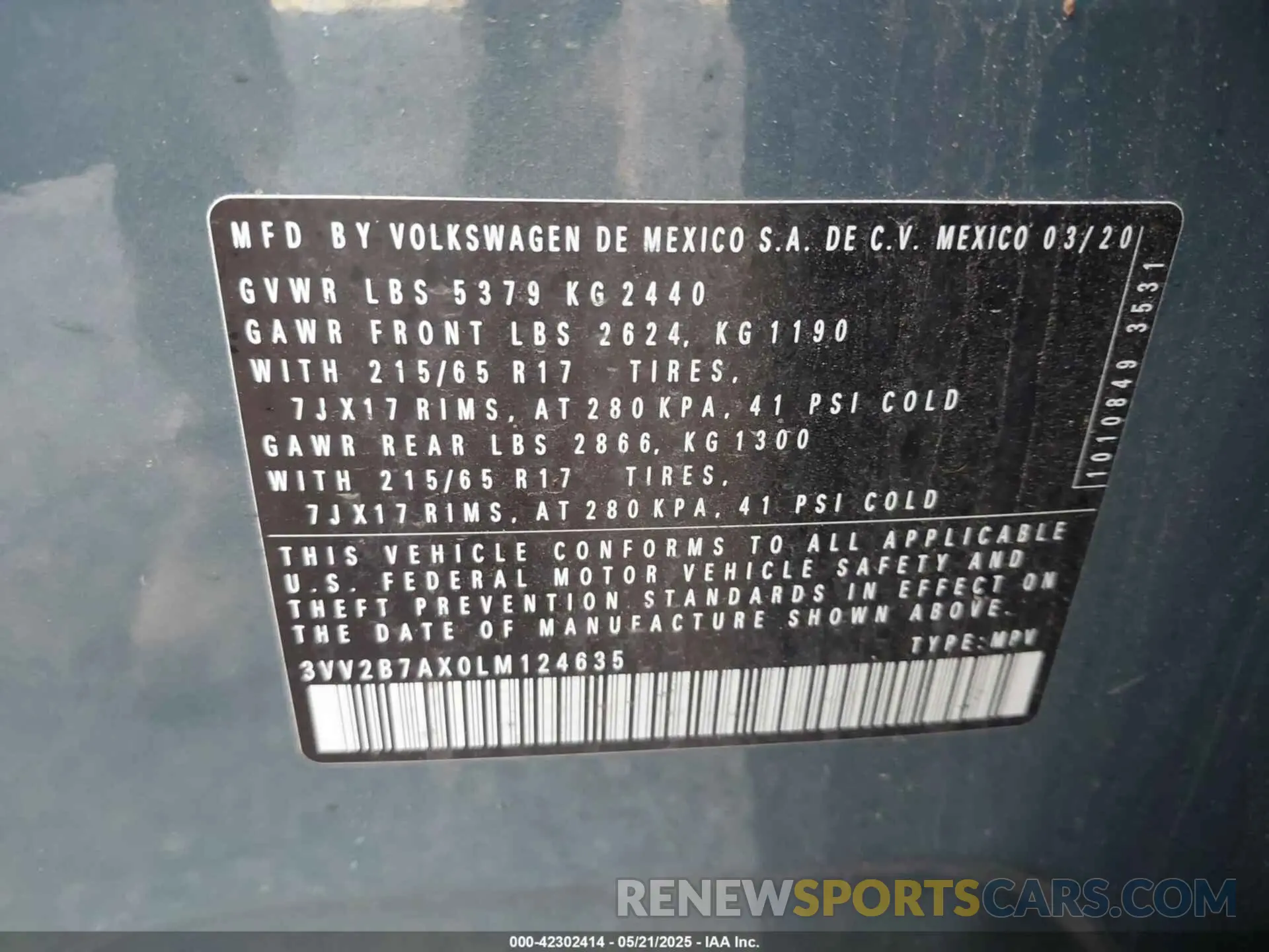 9 Фотография поврежденного автомобиля 3VV2B7AX0LM124635 VOLKSWAGEN TIGUAN 2020