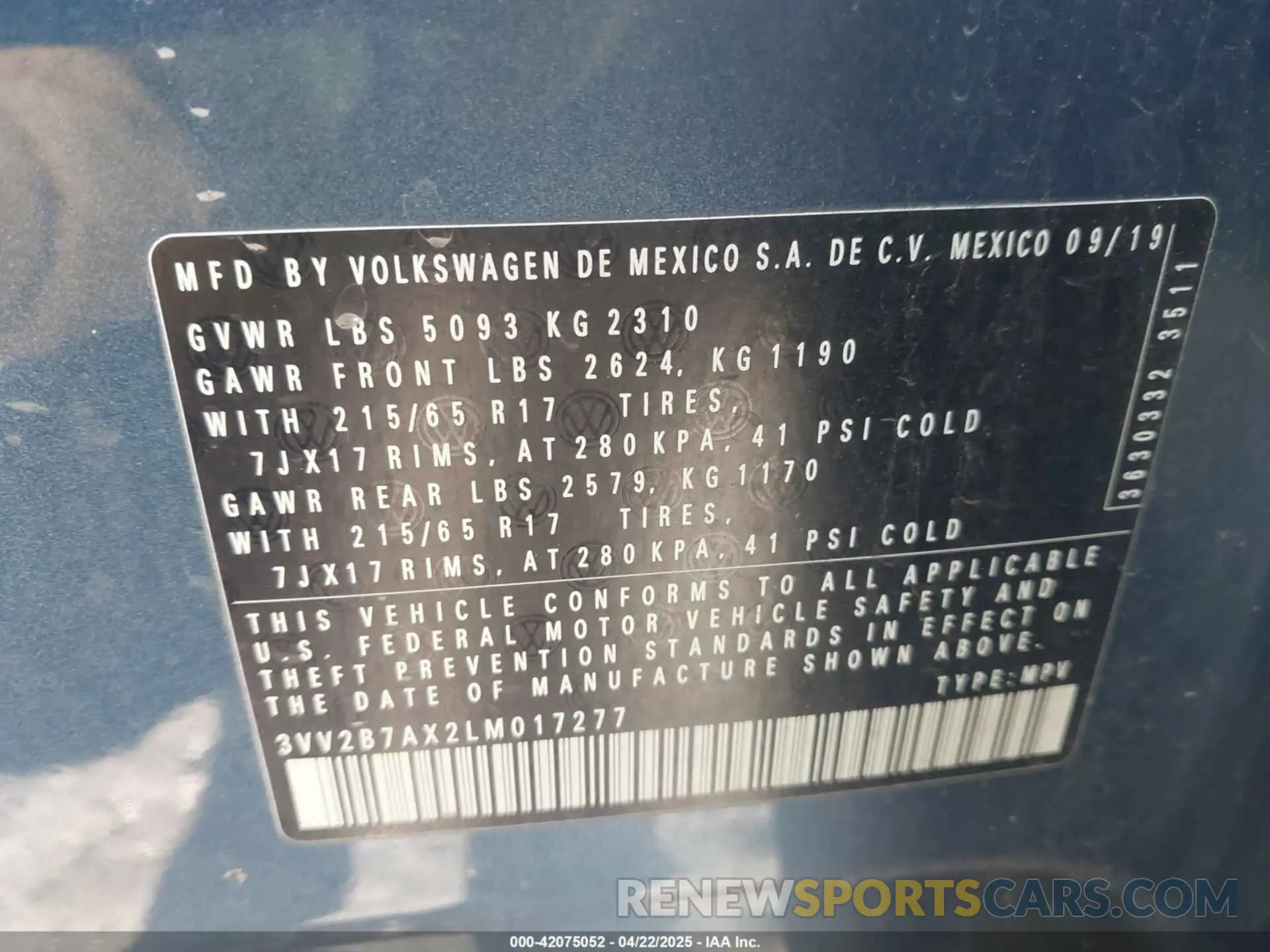 9 Фотография поврежденного автомобиля 3VV2B7AX2LM017277 VOLKSWAGEN TIGUAN 2020