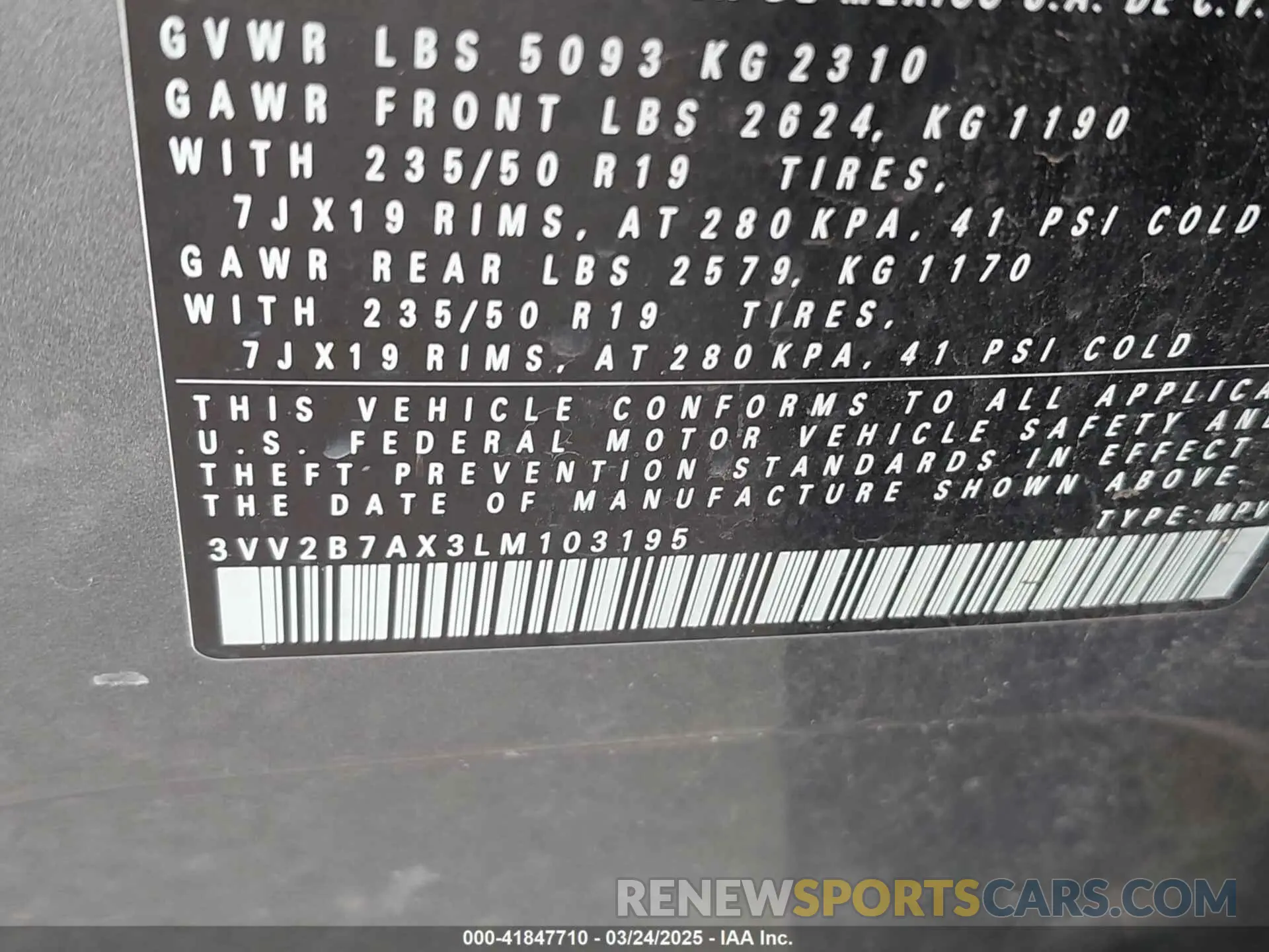 9 Фотография поврежденного автомобиля 3VV2B7AX3LM103195 VOLKSWAGEN TIGUAN 2020