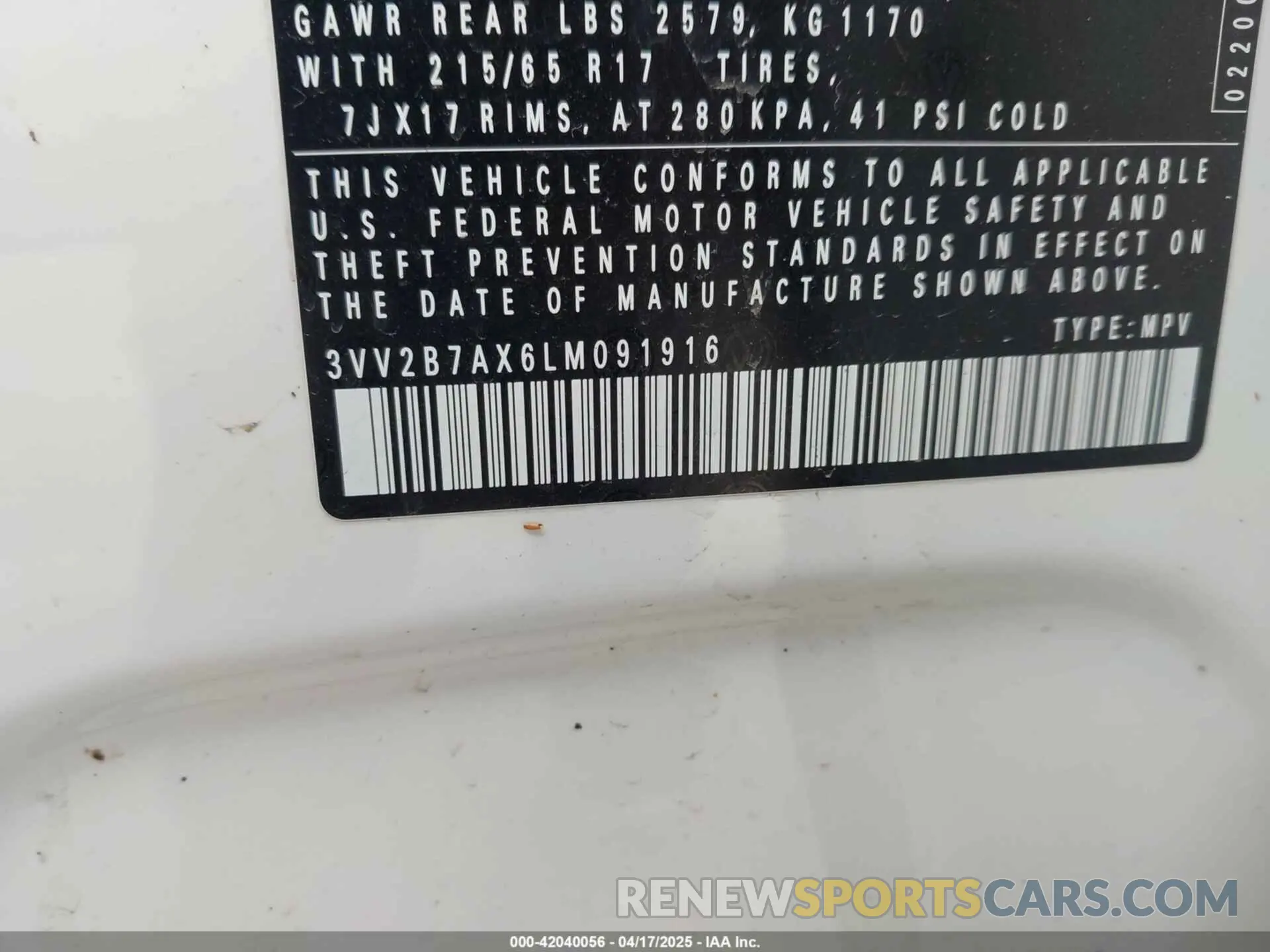 9 Фотография поврежденного автомобиля 3VV2B7AX6LM091916 VOLKSWAGEN TIGUAN 2020