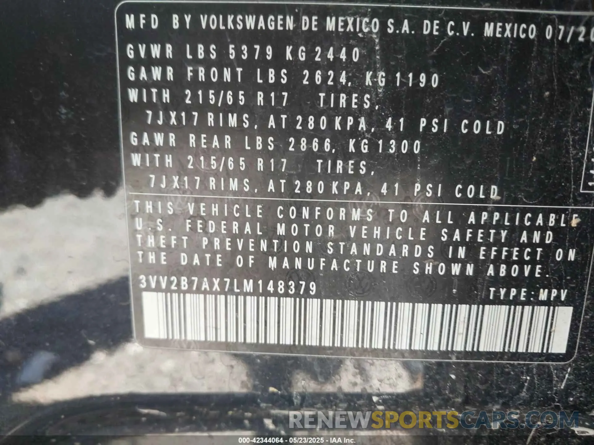 9 Фотография поврежденного автомобиля 3VV2B7AX7LM148379 VOLKSWAGEN TIGUAN 2020