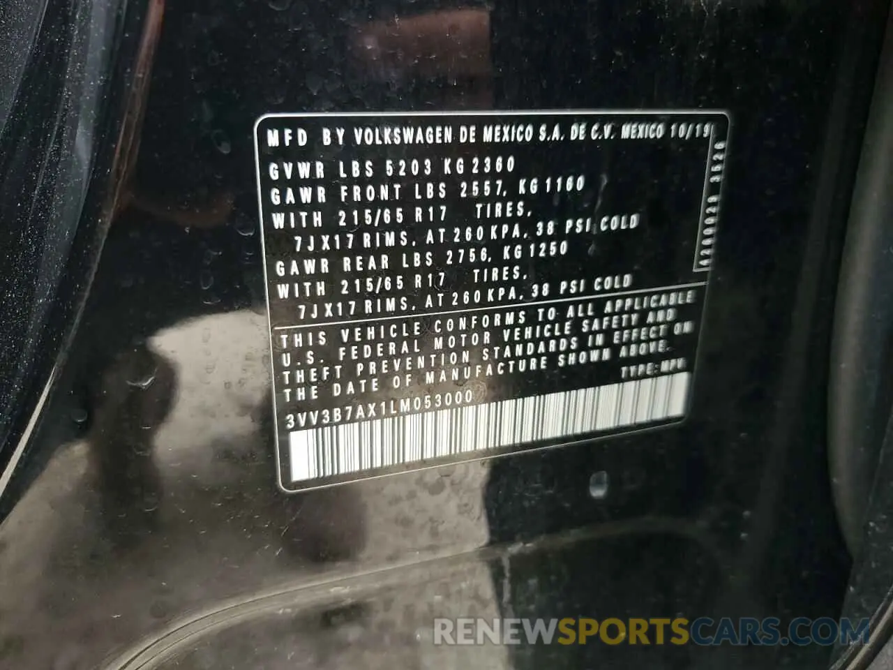 13 Photograph of a damaged car 3VV3B7AX1LM053000 VOLKSWAGEN TIGUAN 2020