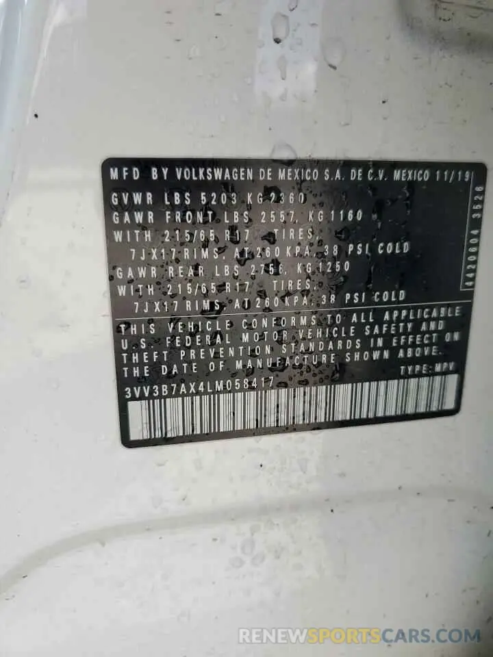13 Photograph of a damaged car 3VV3B7AX4LM058417 VOLKSWAGEN TIGUAN 2020