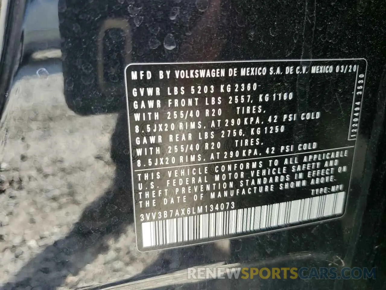 13 Фотография поврежденного автомобиля 3VV3B7AX6LM134073 VOLKSWAGEN TIGUAN 2020