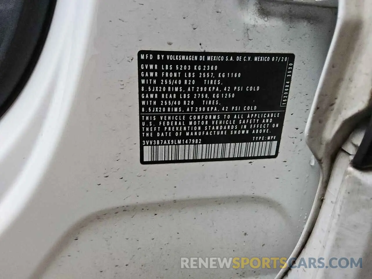 13 Photograph of a damaged car 3VV3B7AX9LM147982 VOLKSWAGEN TIGUAN 2020