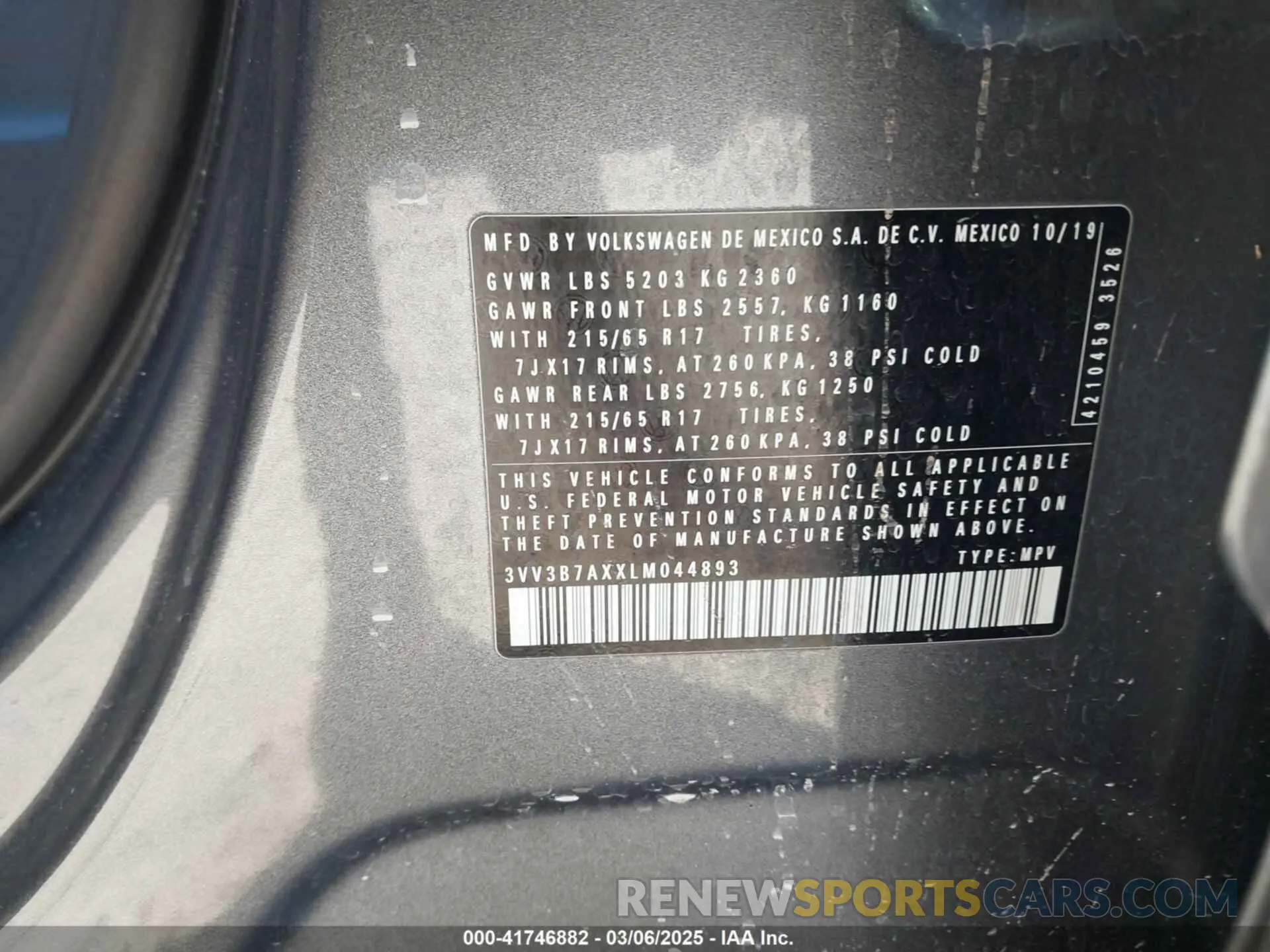 9 Фотография поврежденного автомобиля 3VV3B7AXXLM044893 VOLKSWAGEN TIGUAN 2020