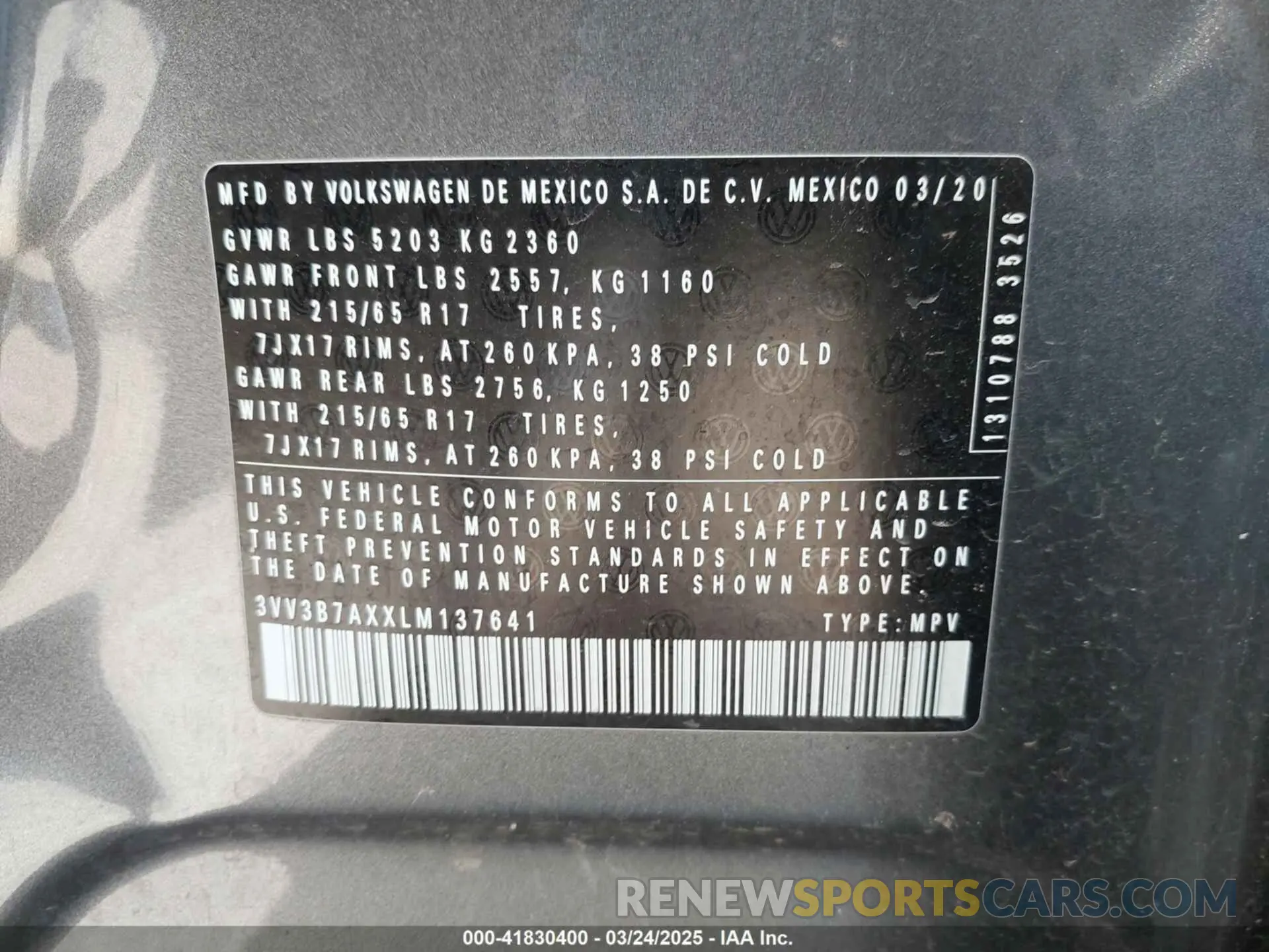 9 Фотография поврежденного автомобиля 3VV3B7AXXLM137641 VOLKSWAGEN TIGUAN 2020