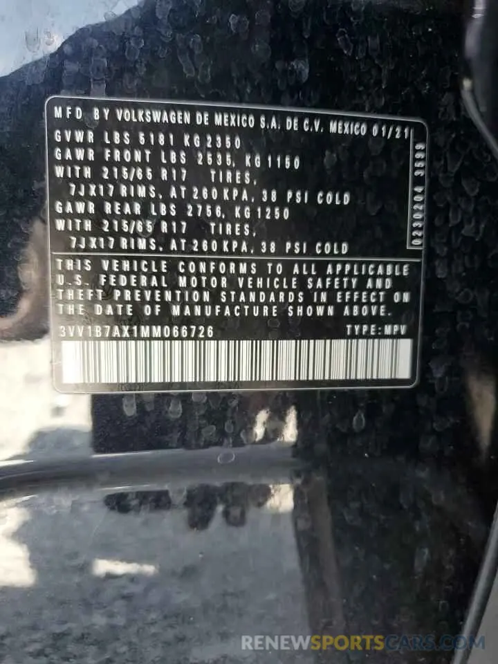 13 Photograph of a damaged car 3VV1B7AX1MM066726 VOLKSWAGEN TIGUAN 2021