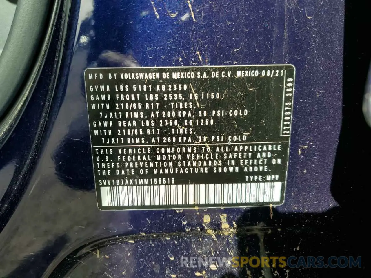 16 Photograph of a damaged car 3VV1B7AX1MM155518 VOLKSWAGEN TIGUAN 2021