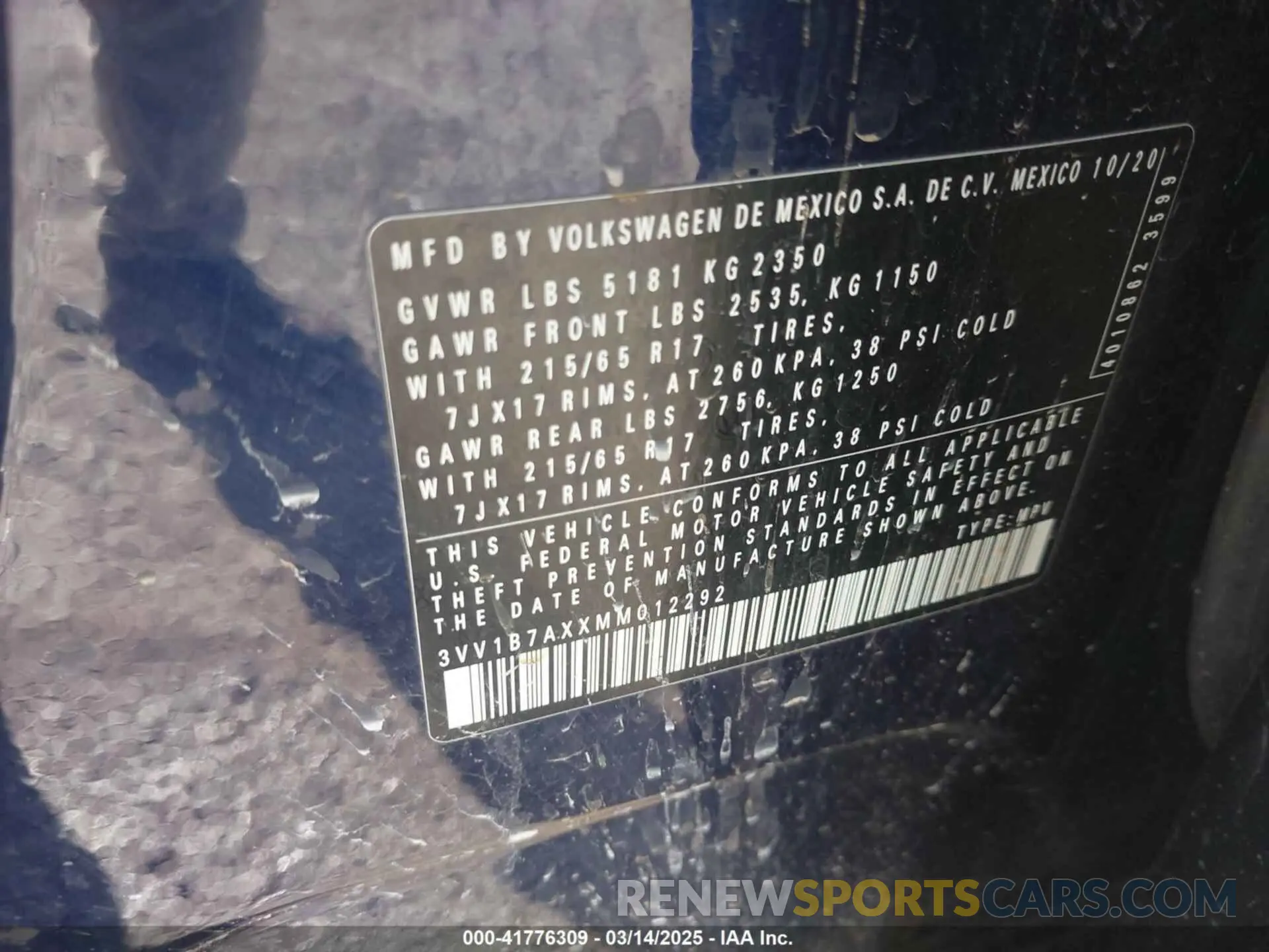 9 Photograph of a damaged car 3VV1B7AXXMM012292 VOLKSWAGEN TIGUAN 2021