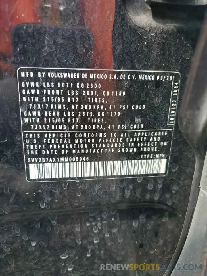 13 Photograph of a damaged car 3VV2B7AX1MM005946 VOLKSWAGEN TIGUAN 2021