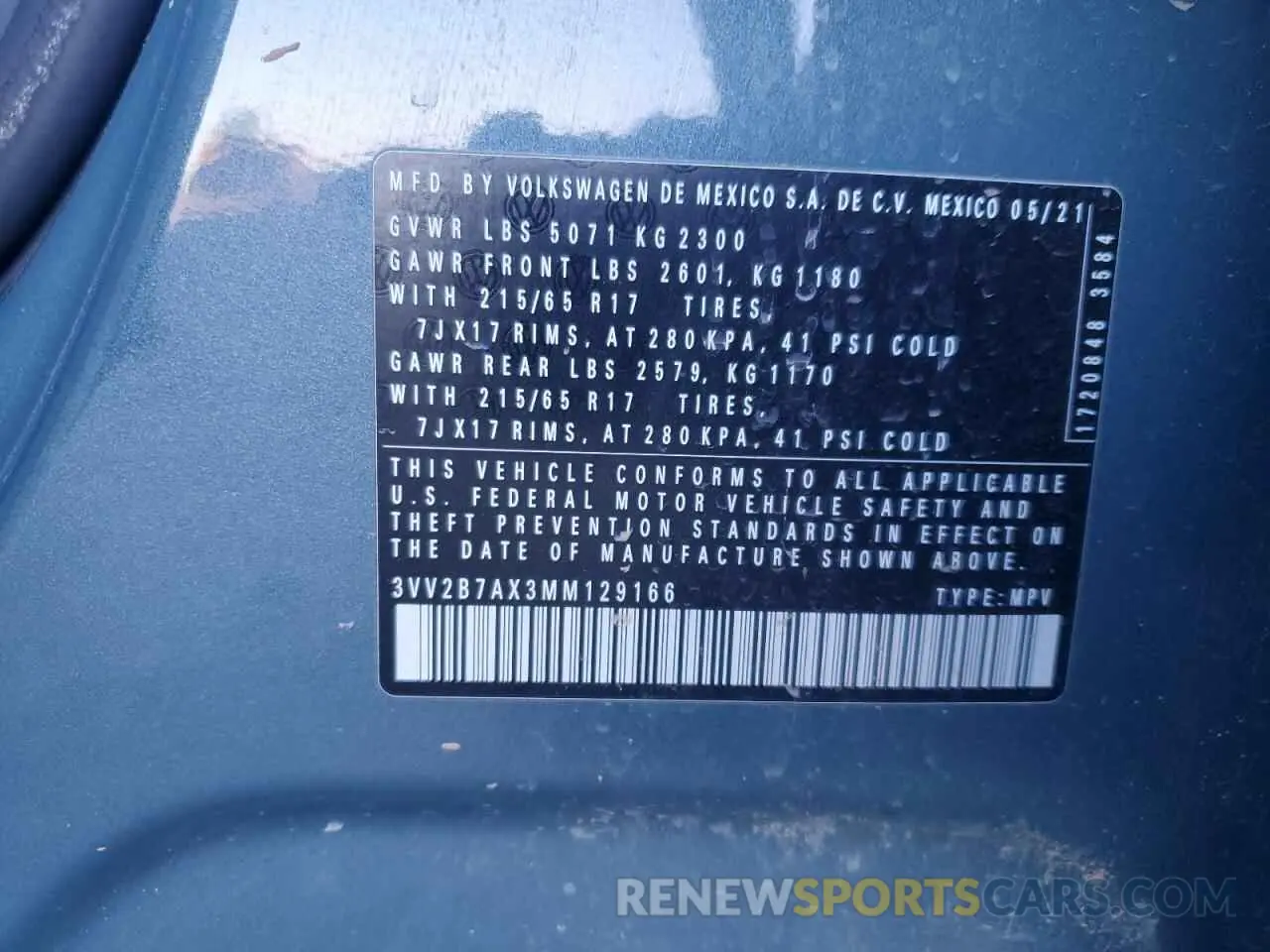 13 Photograph of a damaged car 3VV2B7AX3MM129166 VOLKSWAGEN TIGUAN 2021