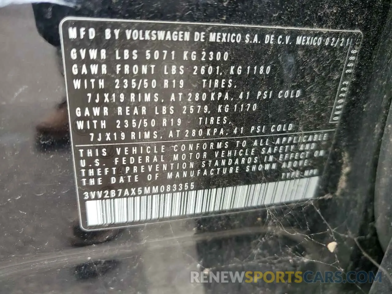 13 Photograph of a damaged car 3VV2B7AX5MM083355 VOLKSWAGEN TIGUAN 2021