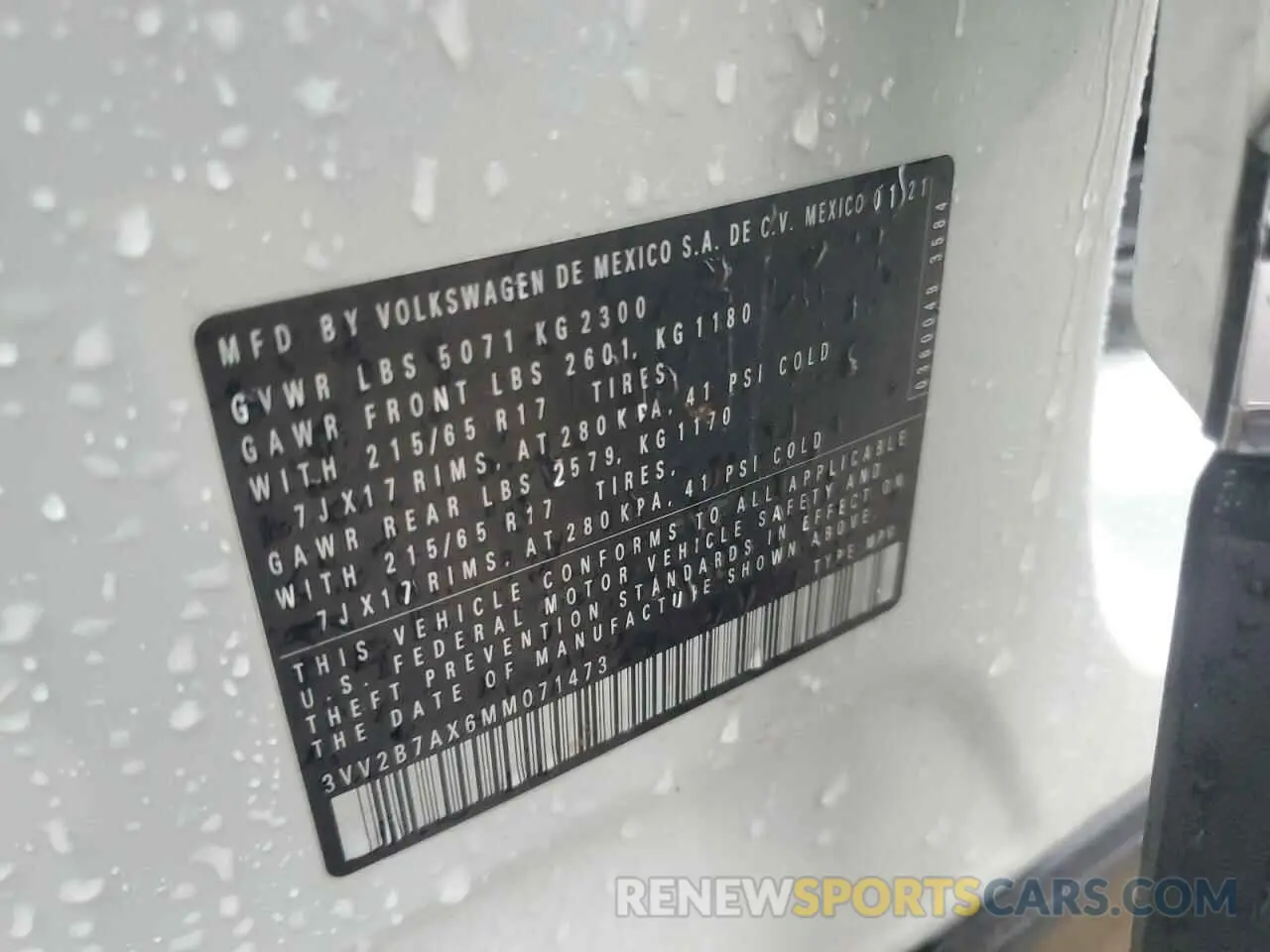 13 Photograph of a damaged car 3VV2B7AX6MM071473 VOLKSWAGEN TIGUAN 2021
