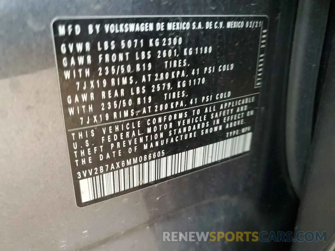 13 Photograph of a damaged car 3VV2B7AX6MM086605 VOLKSWAGEN TIGUAN 2021