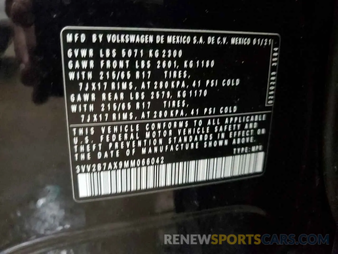 13 Фотография поврежденного автомобиля 3VV2B7AX9MM066042 VOLKSWAGEN TIGUAN 2021
