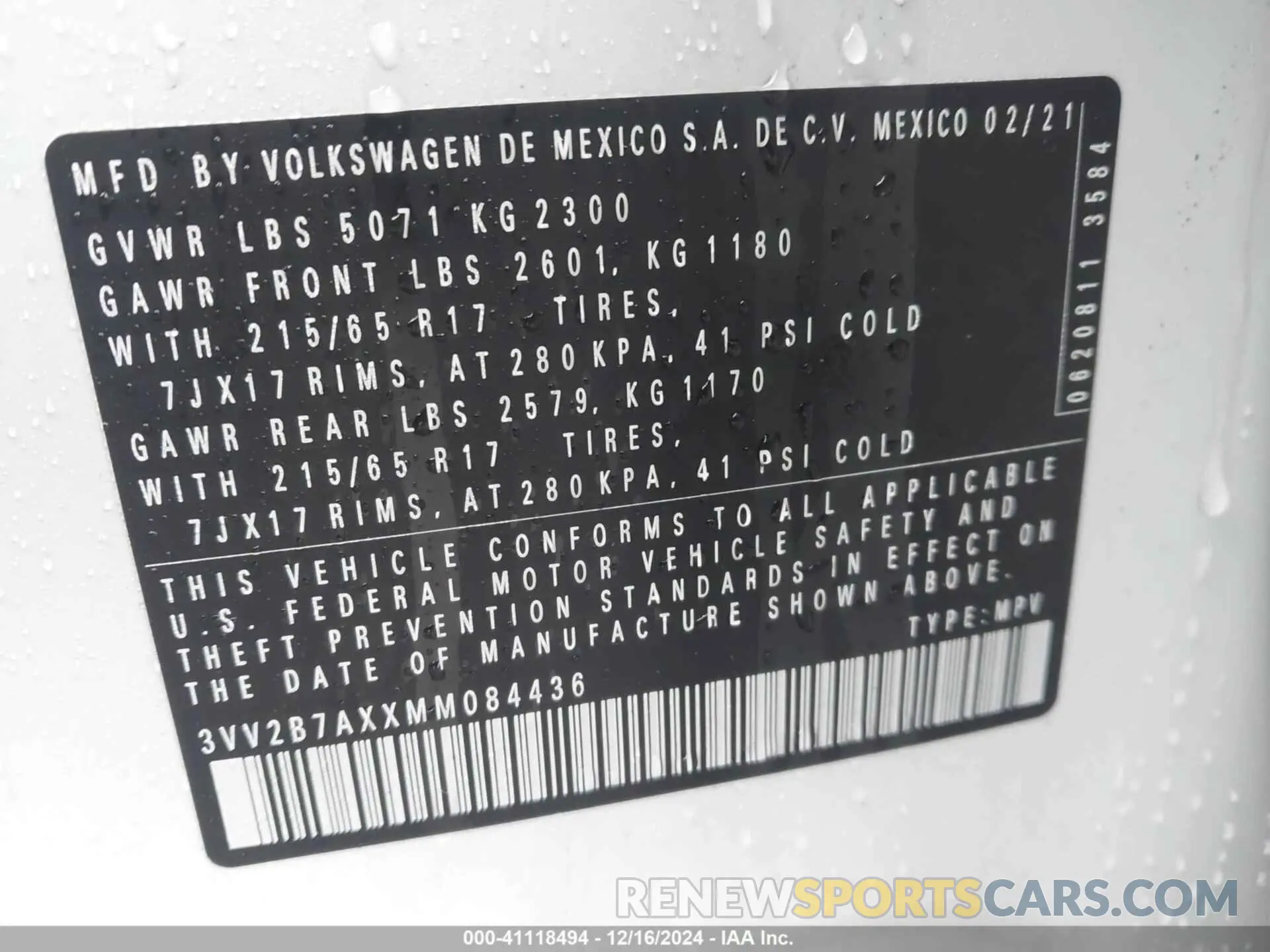 9 Фотография поврежденного автомобиля 3VV2B7AXXMM084436 VOLKSWAGEN TIGUAN 2021