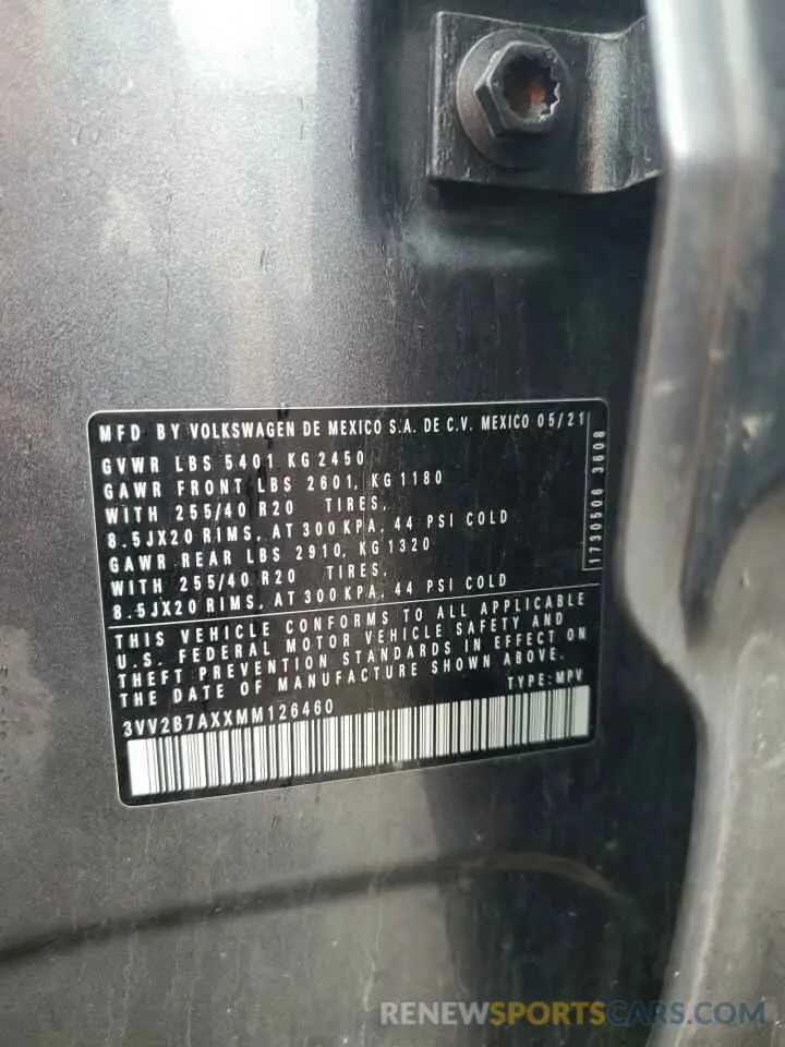 14 Фотография поврежденного автомобиля 3VV2B7AXXMM126460 VOLKSWAGEN TIGUAN 2021