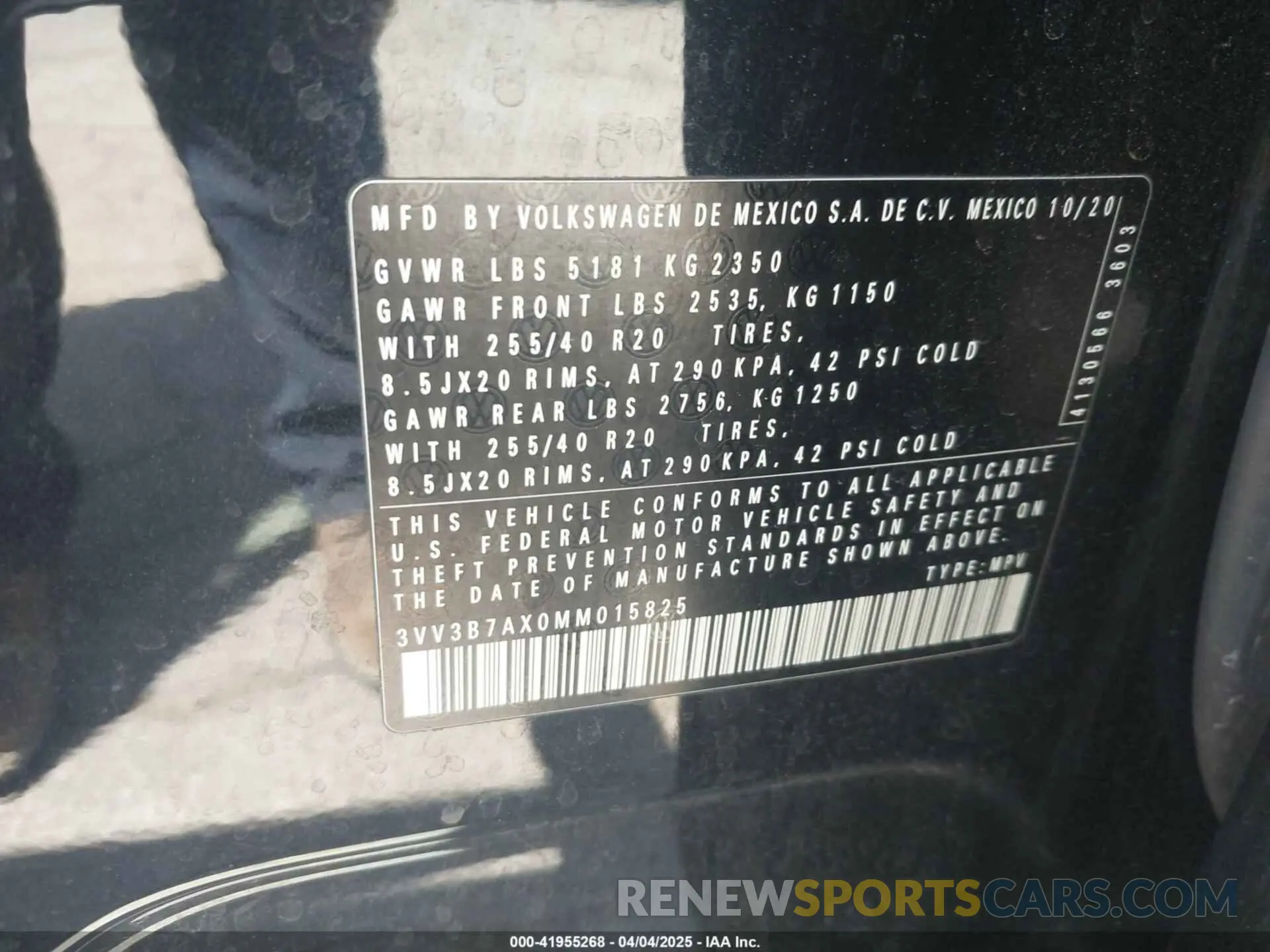 9 Фотография поврежденного автомобиля 3VV3B7AX0MM015825 VOLKSWAGEN TIGUAN 2021