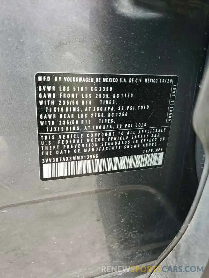 14 Photograph of a damaged car 3VV3B7AX3MM013955 VOLKSWAGEN TIGUAN 2021