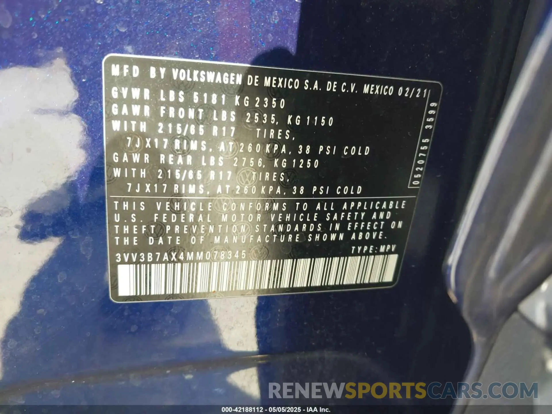 9 Photograph of a damaged car 3VV3B7AX4MM078345 VOLKSWAGEN TIGUAN 2021