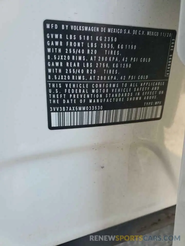 13 Фотография поврежденного автомобиля 3VV3B7AX5MM033530 VOLKSWAGEN TIGUAN 2021