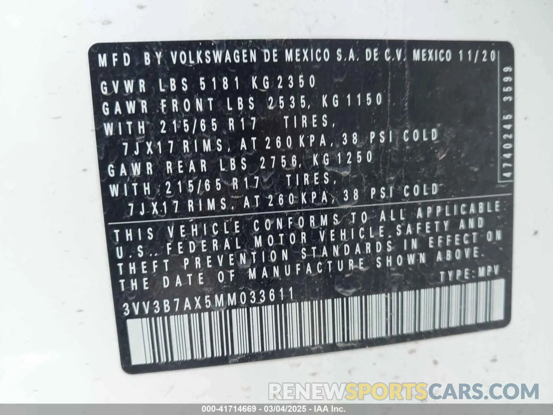 9 Фотография поврежденного автомобиля 3VV3B7AX5MM033611 VOLKSWAGEN TIGUAN 2021