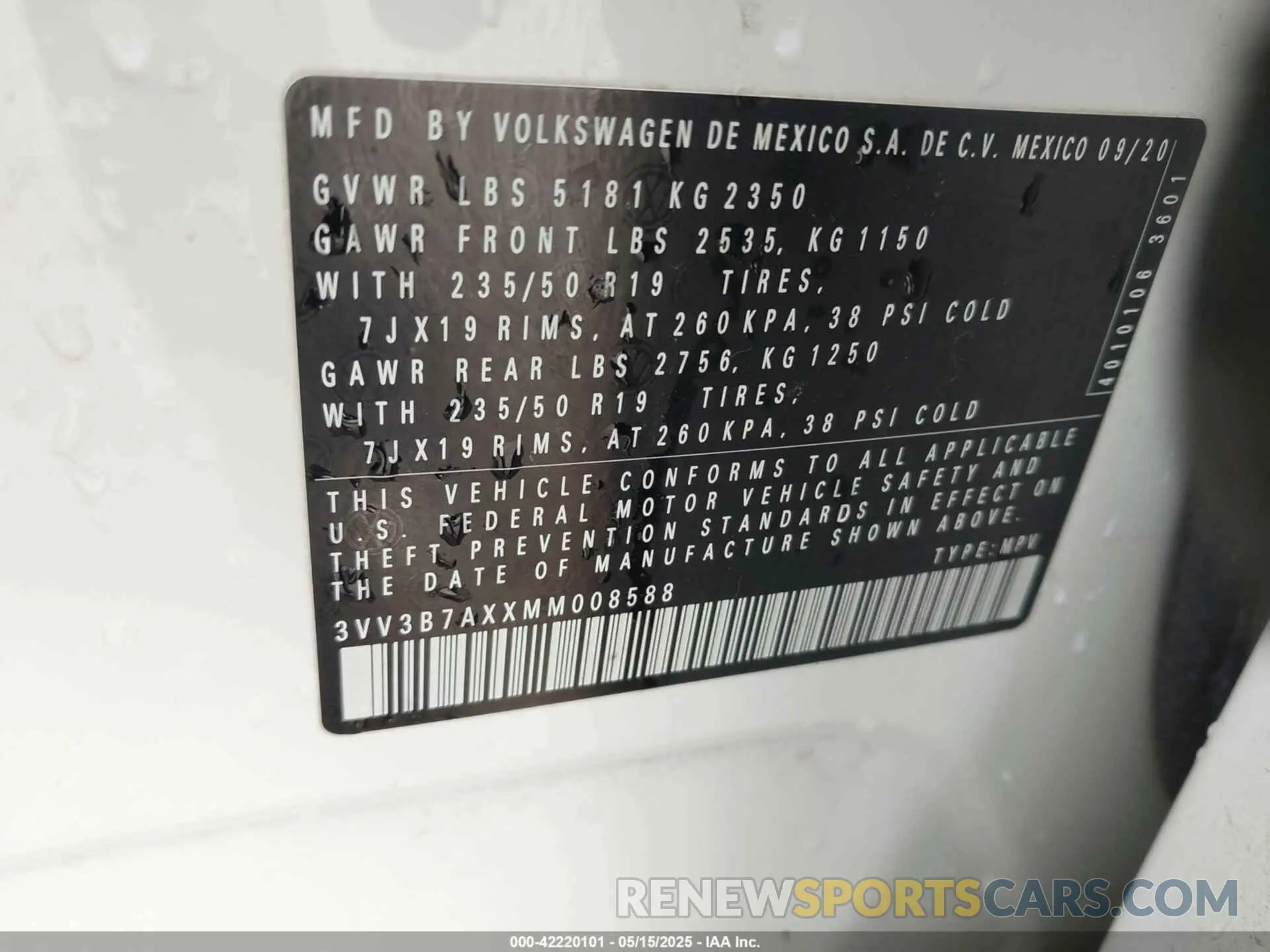 9 Photograph of a damaged car 3VV3B7AXXMM008588 VOLKSWAGEN TIGUAN 2021