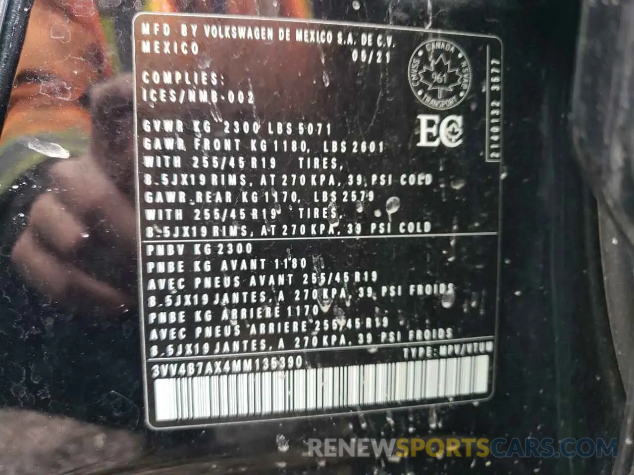 25 Photograph of a damaged car 3VV4B7AX4MM135390 VOLKSWAGEN TIGUAN 2021