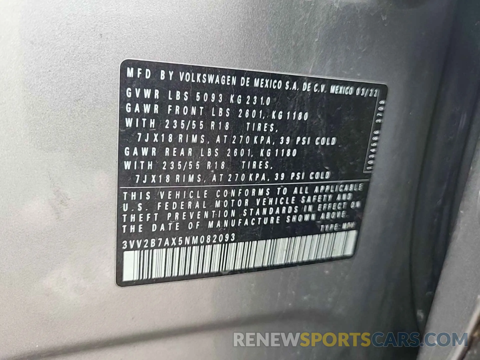10 Фотография поврежденного автомобиля 3VV2B7AX5NM082093 VOLKSWAGEN TIGUAN 2022