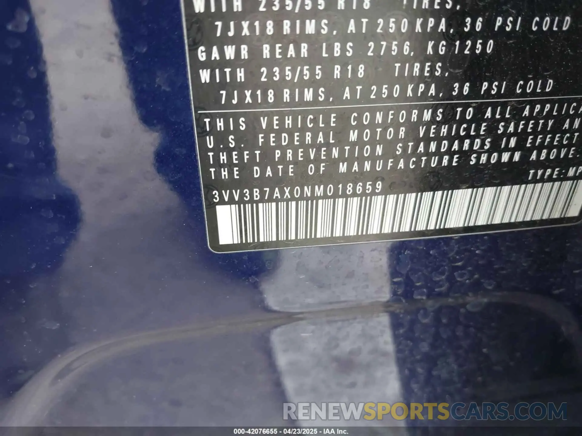 9 Photograph of a damaged car 3VV3B7AX0NM018659 VOLKSWAGEN TIGUAN 2022