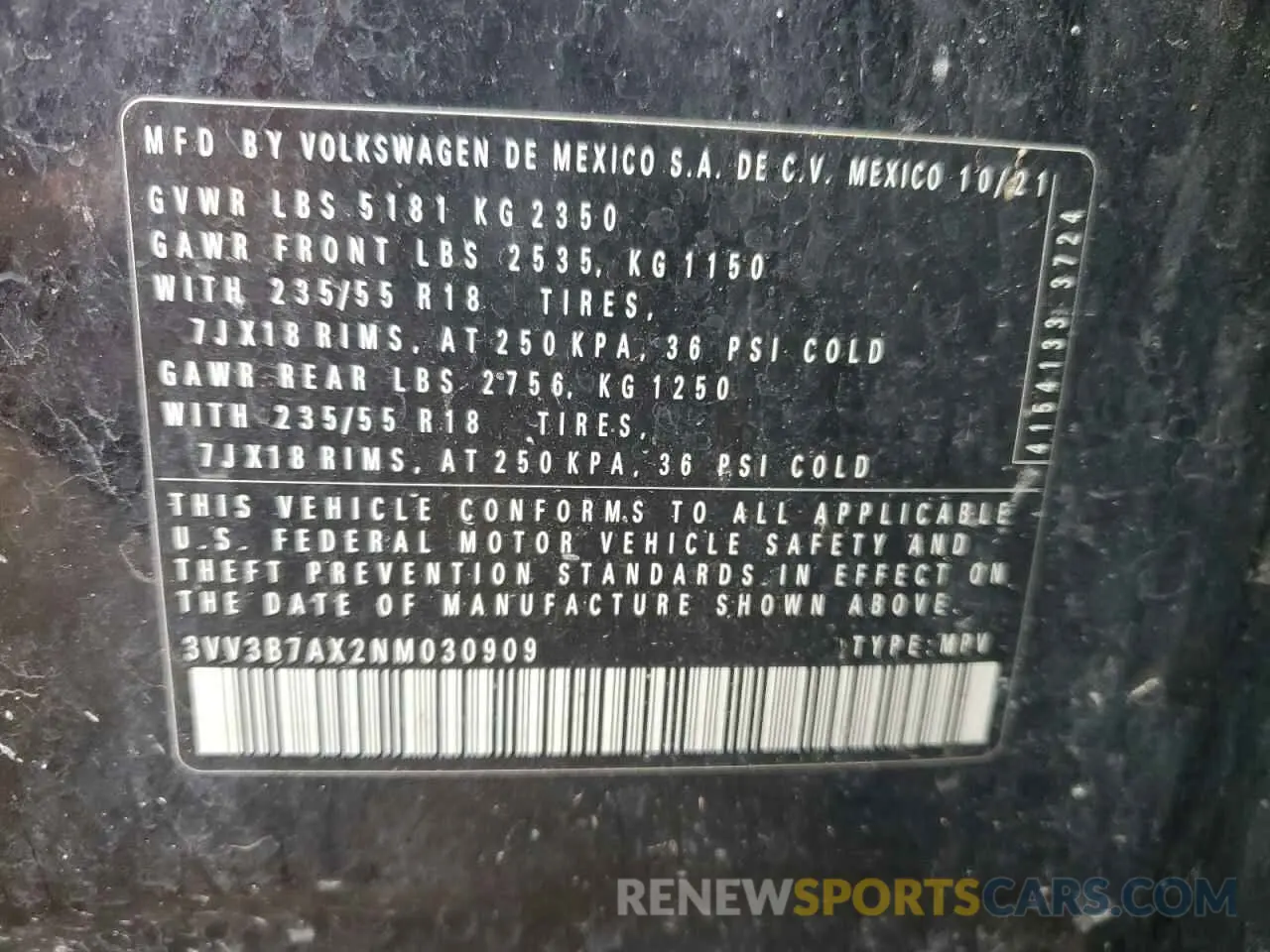 14 Фотография поврежденного автомобиля 3VV3B7AX2NM030909 VOLKSWAGEN TIGUAN 2022